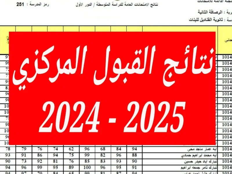 نتائجنا تكشف عن نتائج القبول المركزي بالعراق 2024 – 2025