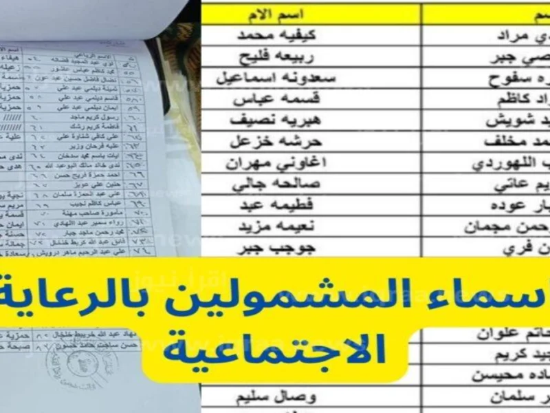 فور ظهورها  أسماء الرعاية الاجتماعية الوجبة السابعة في العراق