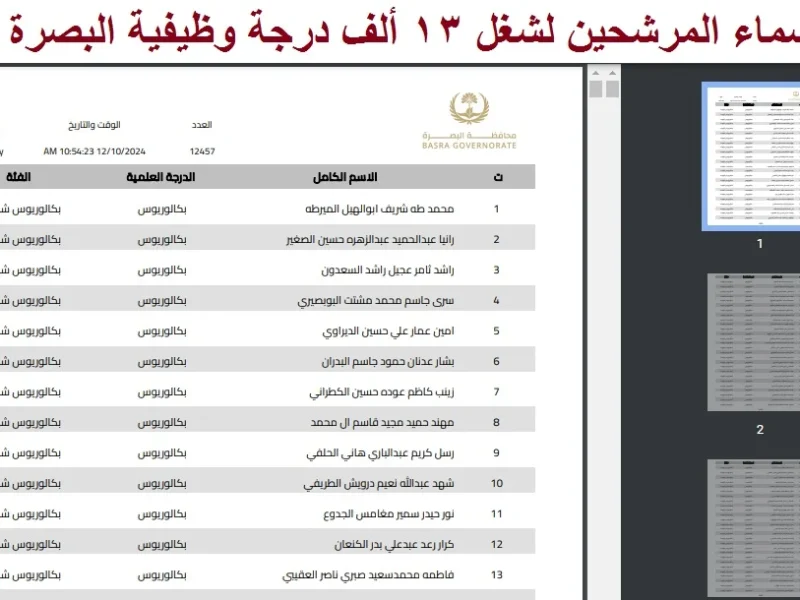 أسماء المقبولين في 13 الف درجة بالخطوات