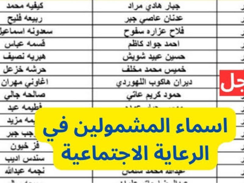 “صدور ” أسماء المشمولين في الرعاية الاجتماعية الوجبة السابعة في العراق بالكشوفات