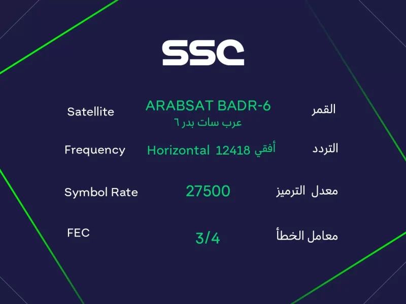 أقوي جودة عالية ضبط فورا تردد قنوات SSC السعودية الرياضية