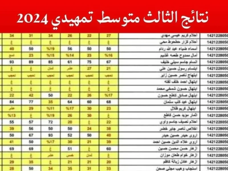 بعد الظهور اون لاين نتائج الثالث المتوسط الدور الثالث في العراق 2024