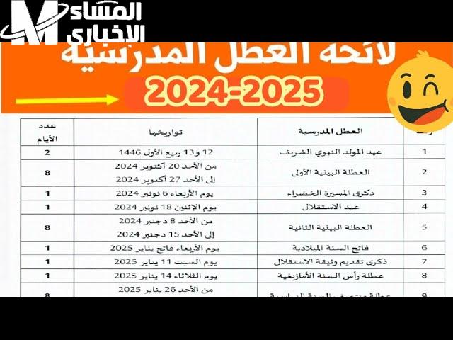 التربية الوطنية في المغرب تعلن عن لائحة العطل المدرسية في المغرب 2025