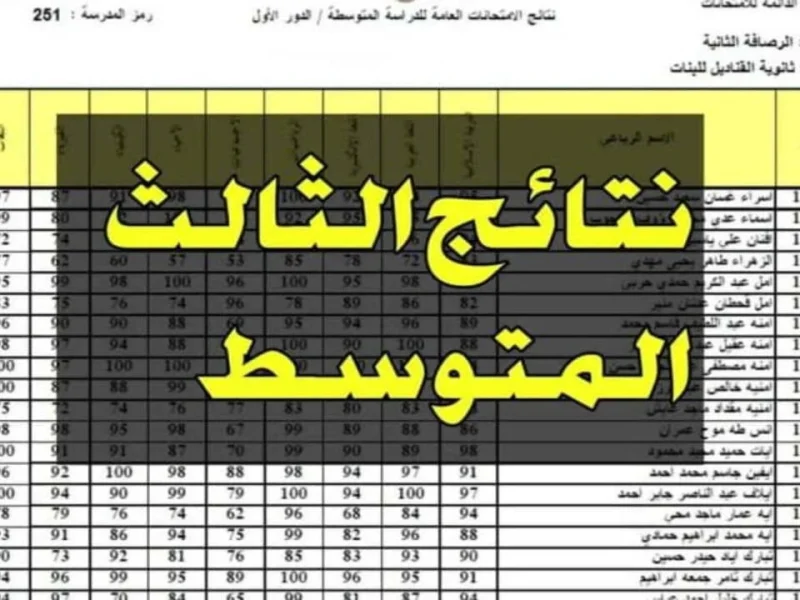 بالرقم الإمتحاني ! نتائج الثالث متوسط الدور الثالث 2024 في العراق