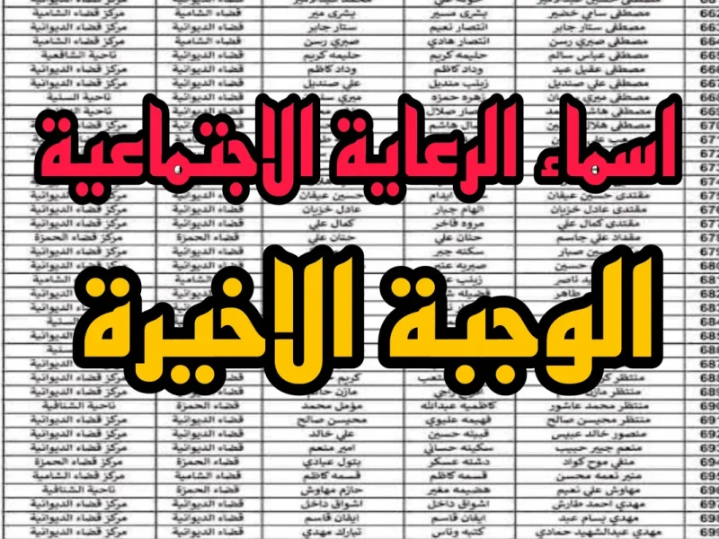 القوائم المشمولة للرعاية الاجتماعية ..أسماء المشمولين بالرعاية الاجتماعية الوجبة الأخيرة 2024