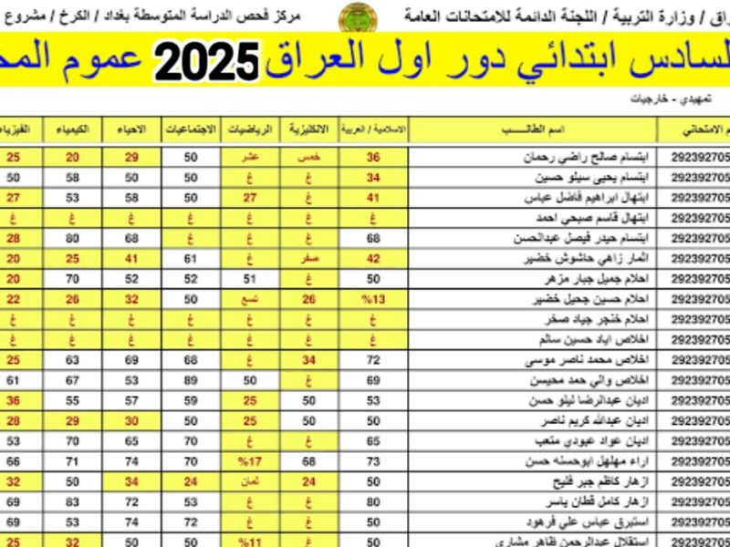 عــاجل من التربية العراقية .. الاستعلام عن نتائج الصف السادس الابتدائي بالعراق