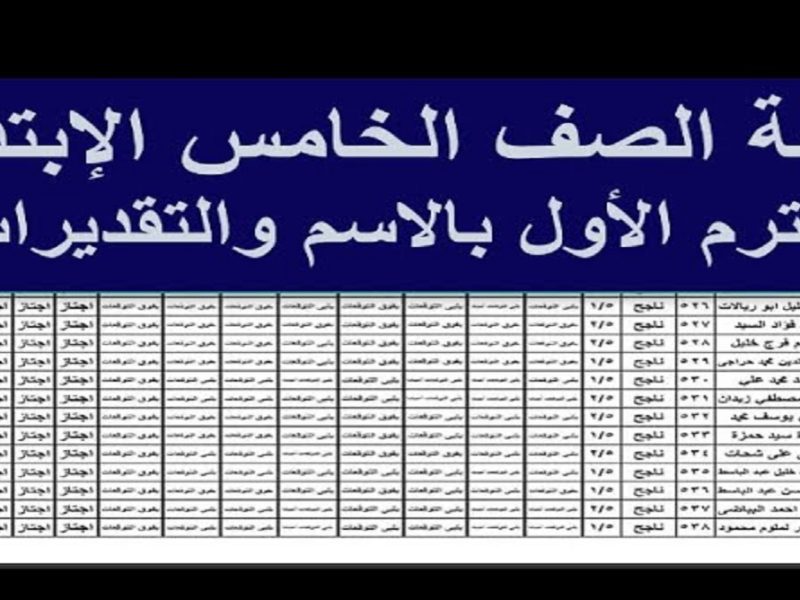 التربية والتعليم توضح نتيجة الصف الخامس الابتدائي 2025 الترم الأول