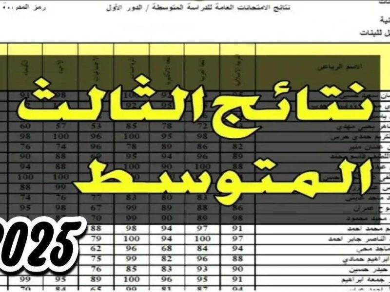 نتائج الثالث المتوسط بالعراق لعام 2025