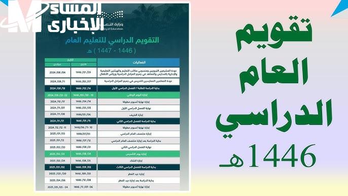 لهــذا العام .. تعرف علي خبر هام من التعليم السعودية تنشر جدول العام الدراسي 1446