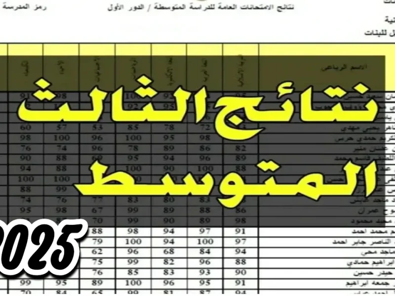 أسماء الناجحين علي رابط نتائج الثالث متوسط 2025 في العراق