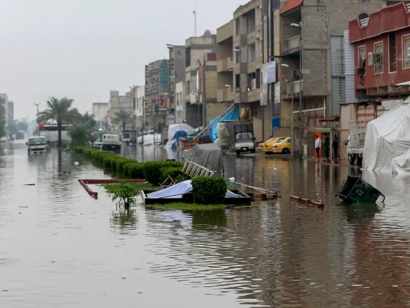 الحالة الجوية في العراق.. سيول تغرق شوارع بغداد طقس اليوم بالتفصيل