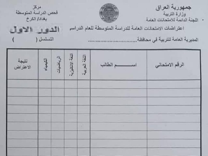 رابط تفعيل نتائج اعتراضات الثالث المتوسط دور أول 2025 العراق.. تعرف على الرابط وكيفية التفعيل.