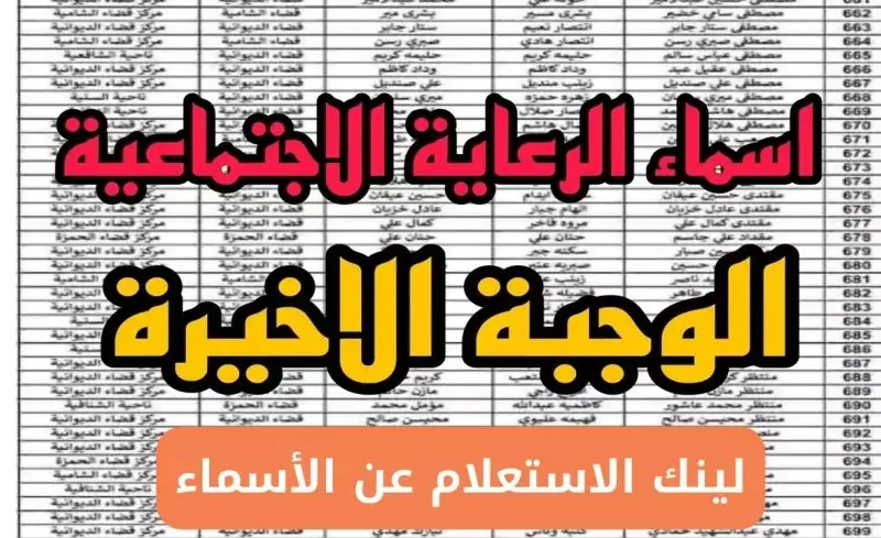 الاسم جه في القايمة أخيرًا .. المشمولين بالرعاية الاجتماعية بالعراق كشف كامل