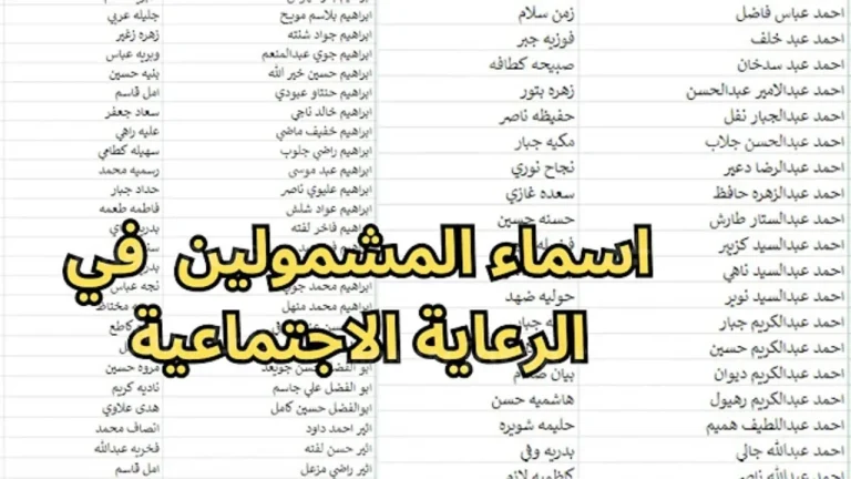 أسماء المشمولين في الرعاية الاجتماعية الوجبة الأخيرة