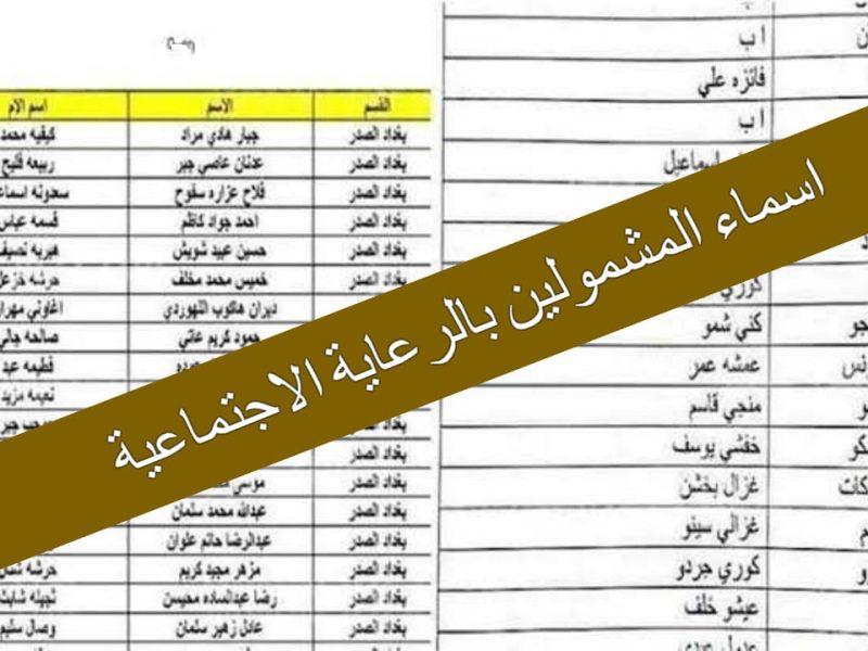 أسماء المشمولين بالرعاية الاجتماعية في العراق