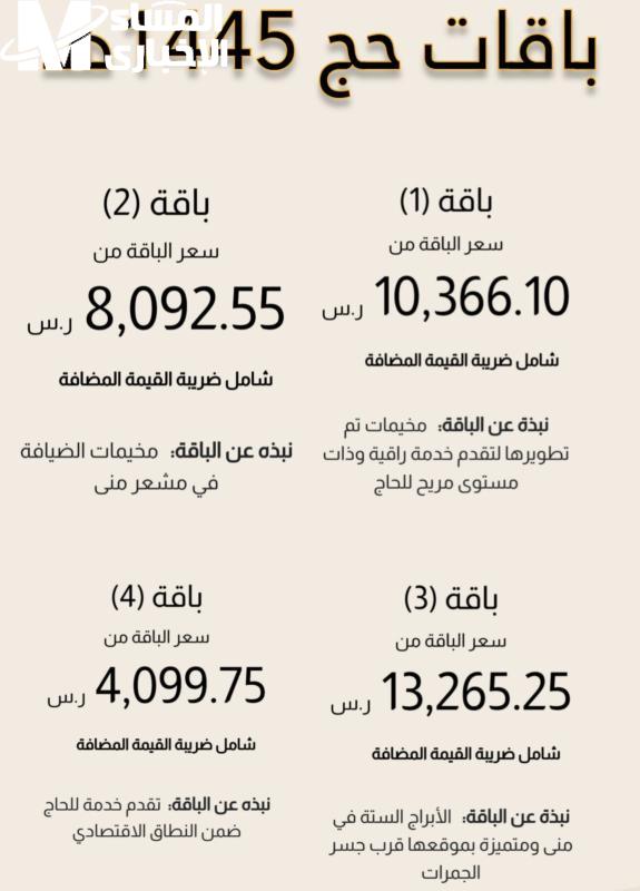 أربع باقات رئيسية للحجاج