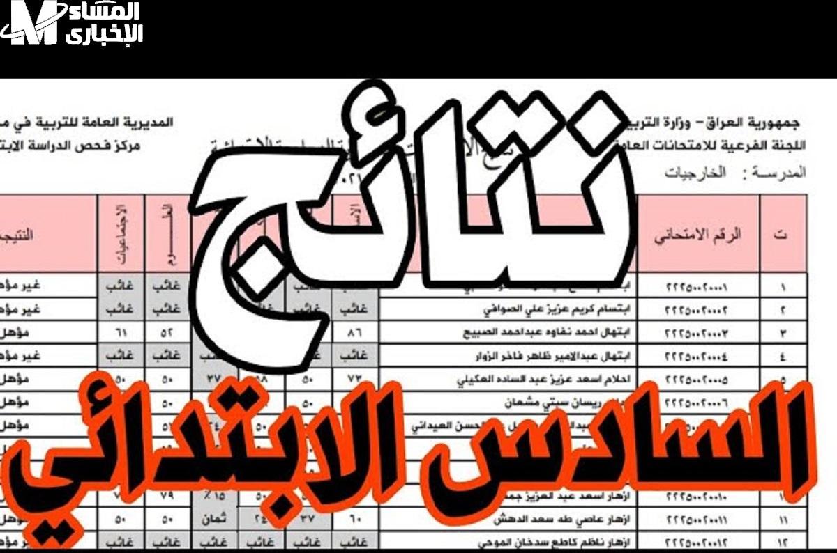 نتائج السادس الابتدائي الدور الأول في العراق