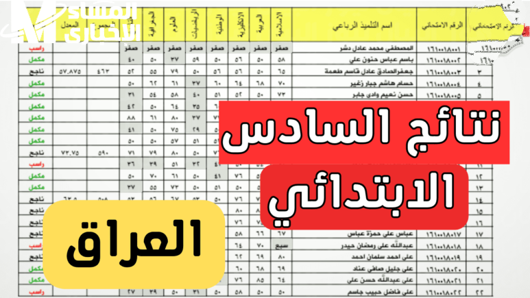 نتائج السادس الابتدائي