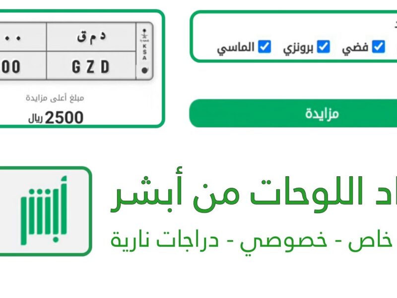لوحات مميزة في متناول الجميع.. المرور يطرح مزادًا جديدًا على أبشر: الحق استلم لوحة سيارة مميزة قبل غيرك
