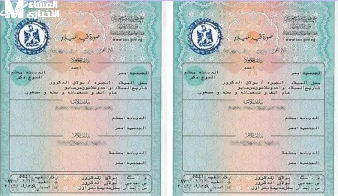 استخراج شهادة ميلاد