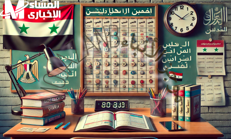 جدول امتحانات الصف التاسع 2025 سوريا