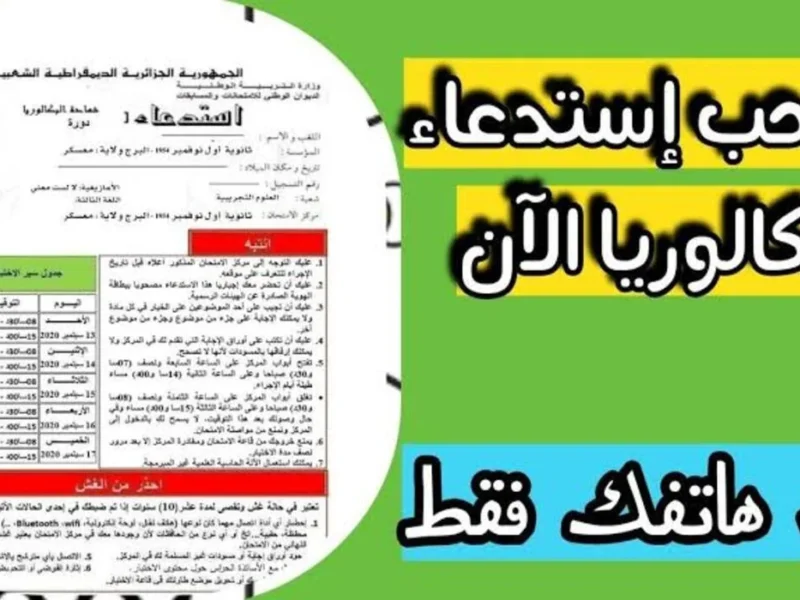 استلم مستدعاءً معتمدًا.. رابط سحب استدعاء البكالوريا 2025 بالجزائر للمتمدرسين والأحرار عبر bac.onec.dz سرعة وتأكيد