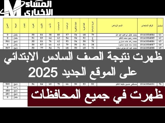 نتائج الصف السادس الابتدائي الدور الأول 2025 في العراق