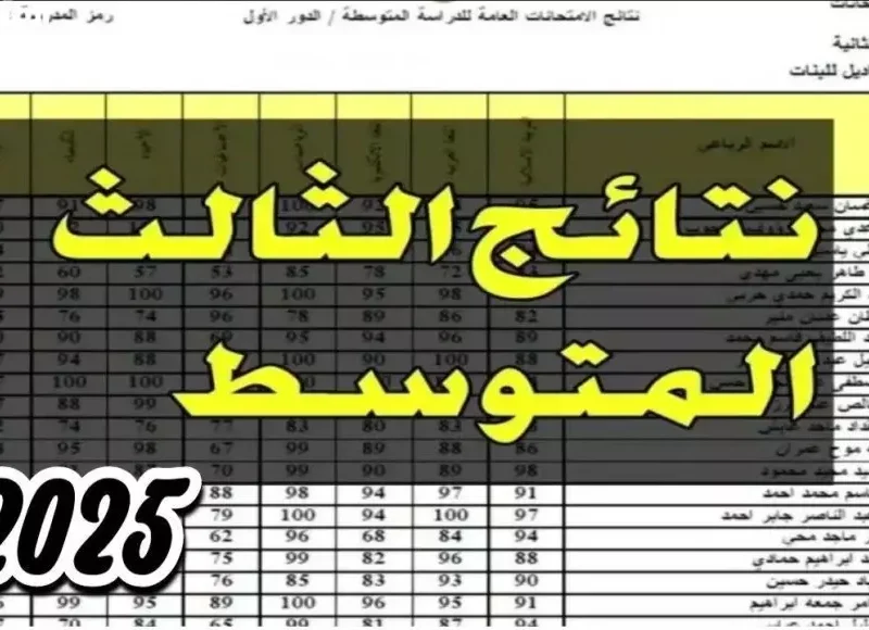 الموقع الرسمي فاتح لخدمتك.. نتائج الثالث المتوسط 2025 الدور الأول موقع نتائجنا في العراق تابع النتيجة بنفسك