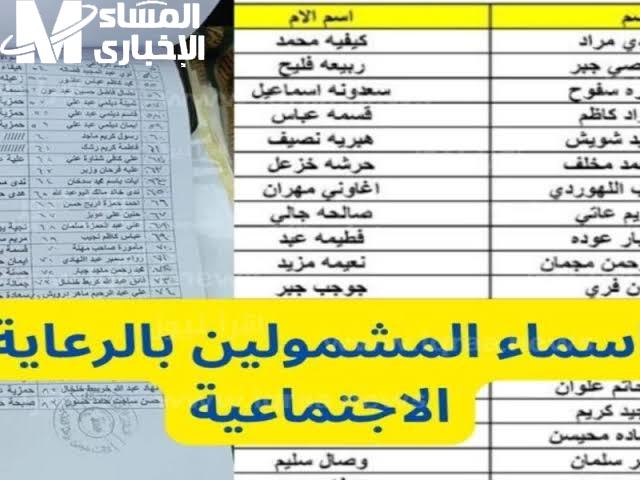 كشوفات المشمولين بالرعاية الاجتماعية