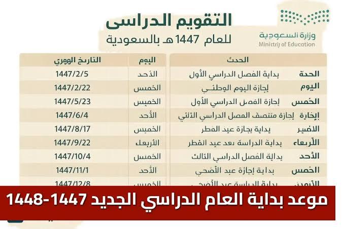 الدراسة خلاص قربت..موعد بدء العام الدراسي الجديد 1447 في السعودية وكمان اعرف التقويم الدراسي